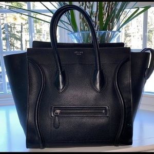 Celine Paris Mini Black Pebble Lambskin Luggage